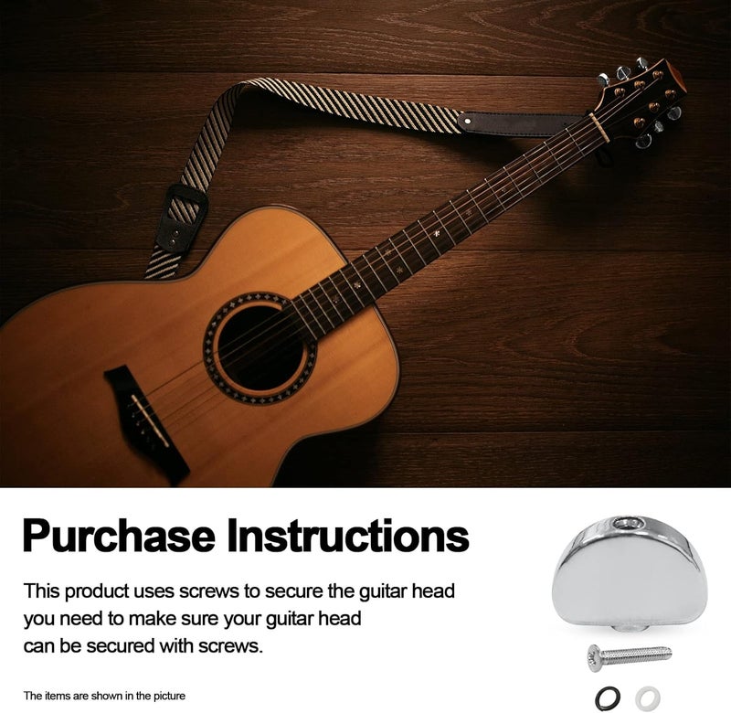 MAXCHEER 6PCS Metal Big Square Shape Guitar Tuning Peg Tuners Machine Head Replacemen Buttons knob Handle Tip (Chrome Semicircle) - Image 5